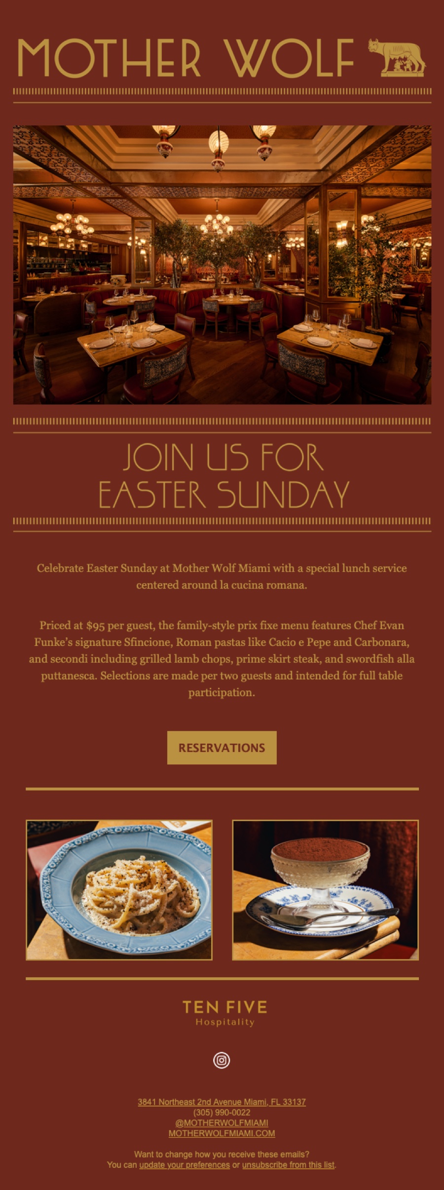 Mother Wolf Easter Sunday email design