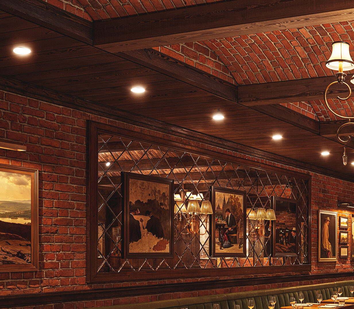 The Oak Room brick and oil paintings